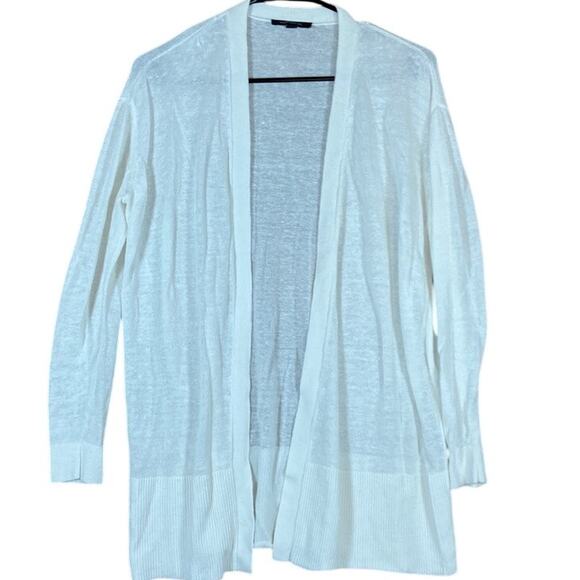 Ann Taylor Sweaters - Ann Taylor Womens Sweater White Open Front Sheer Cardigan Normcore Medium